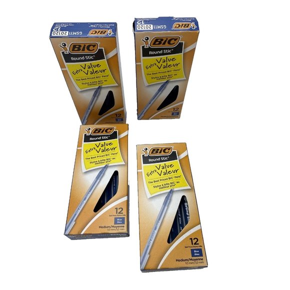 Bic round stic pens 4 boxes new Blue Ink 12 Pens Per Box X 4 Boxes - Picture 2 of 7